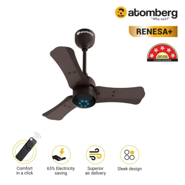 Atomberg Renesa 600 mm BLDC Ceiling Fan with Remote Control LED Indicators Earth Brown brown2 1 1