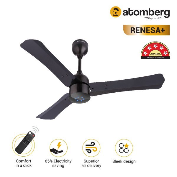Atomberg Renesa 900 mm BLDC Ceiling Fan with Remote Control LED Indicators Earth Brown brown2 1 2