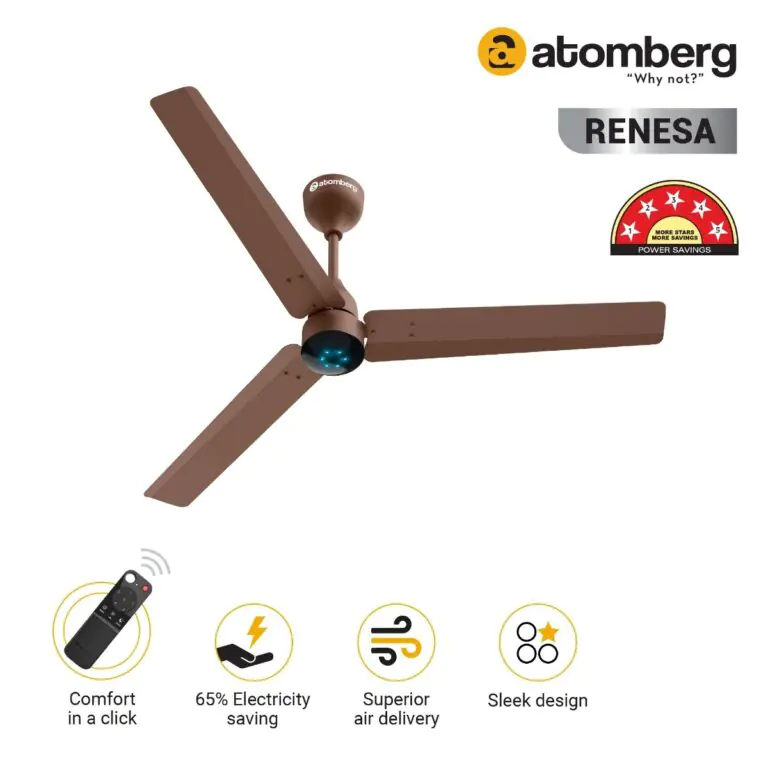 Atomberg Renesa 1200 mm BLDC Ceiling Fan with Remote Control LED Indicators Matt Brown brown 2