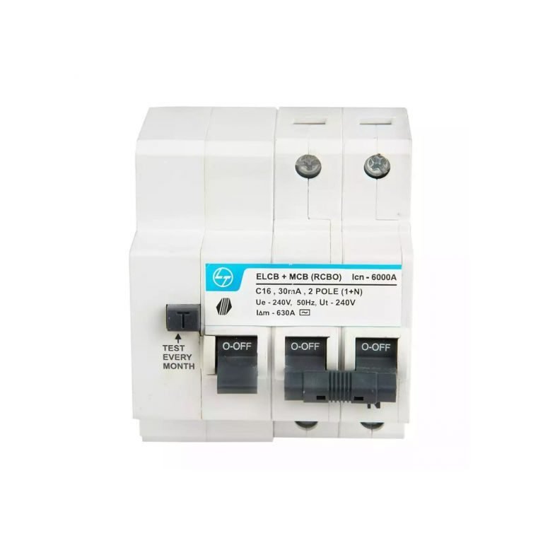 Tripper RCBO EL MCB 16A DP 240V AC 6kA 30mA C Curve L T CB90001OOBO cb90001oobo 16a 2p elcbmcb 30ma front