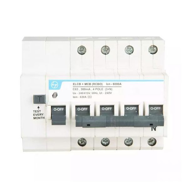 Tripper RCBO EL MCB 20A FP 415V AC 6kA 300mA C Curve L T CB90006OOCO cb90006ooho 63a 4p elcbmcb 300ma front