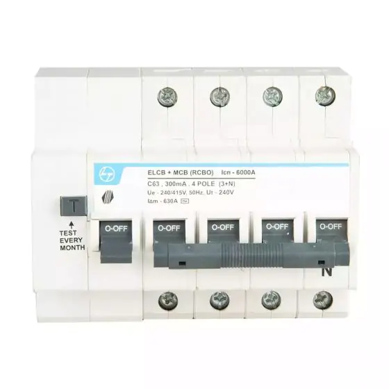 cb90006ooho_63a_4p_elcbmcb-300ma_front.jpg Tripper RCBO EL MCB 20A FP 415V AC 6kA 300mA C Curve L T CB90006OOCO cb90006ooho 63a 4p elcbmcb 300ma front