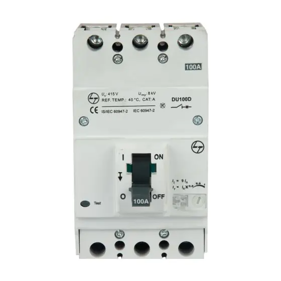DU100D MCCB 100A 3P 415V AC 18KA Thermal Magnetic 50 60 Hz L T CM90517OOKO cm90517ooko du100d 3p 100a mccb icu ics 18 ka fron