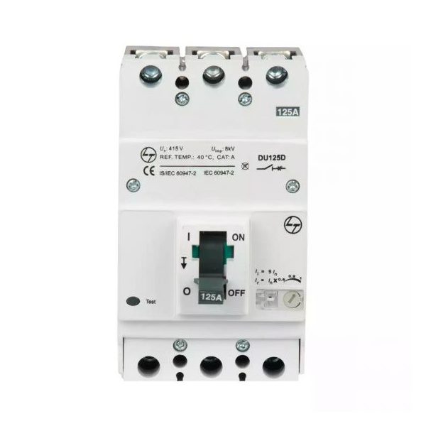 DU125D MCCB 125A 3P 415V AC 18KA Thermal Magnetic 50 60 Hz L T CM90676OOLO cm90676oolo mccb du125d 125a 3p tm 9in front