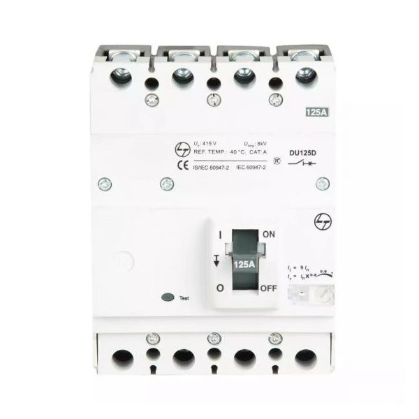 DU125D MCCB 125A 4P 415V AC 18KA Thermal Magnetic 50 60 Hz L T CM90677OOLO cm90677oolo mccb du125d 125a 4p tm 9in front
