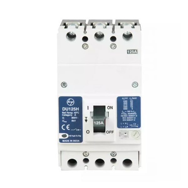 DU125H MCCB 125A 3P 415V AC 30kA Thermal Magnetic 50 60 Hz L T CM90678OOLO cm90678oolo mccb du125h 125a 3p tm 9in front