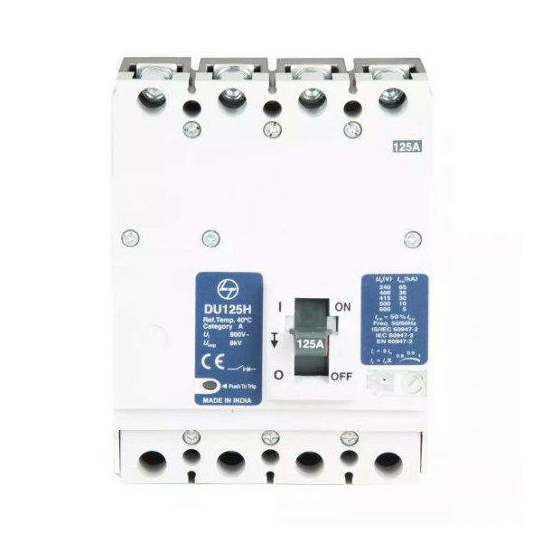 DU125H MCCB 125A 4P 415V AC 30kA Thermal Magnetic 50 60 Hz L T CM90679OOLO cm90679oolo mccb du125h 125a 4p tm 9in front