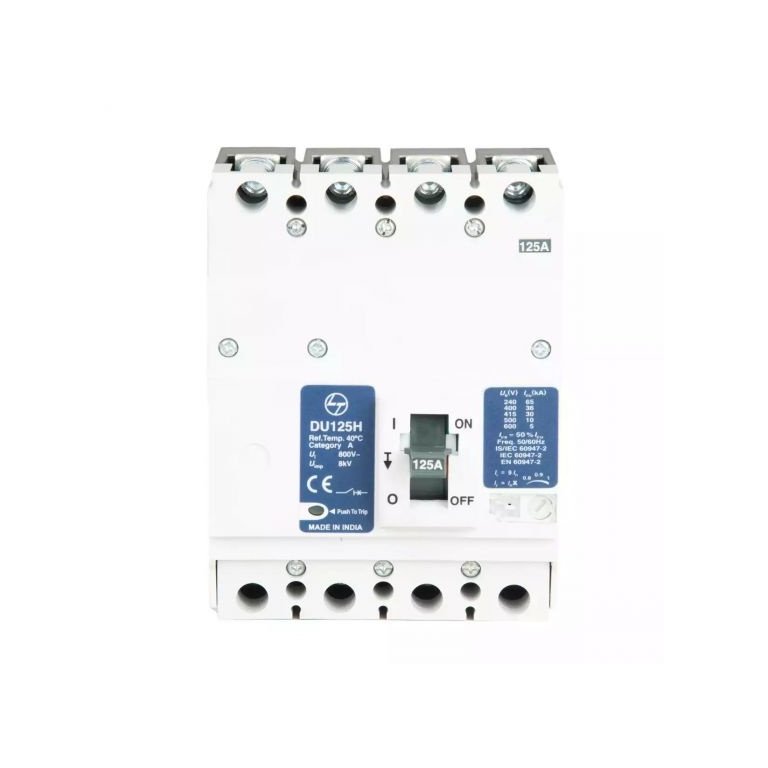 DU125H MCCB 125A 4P 415V AC 30kA Thermal Magnetic 50 60 Hz L T CM90679OOLO cm90679oolo mccb du125h 125a 4p tm 9in front