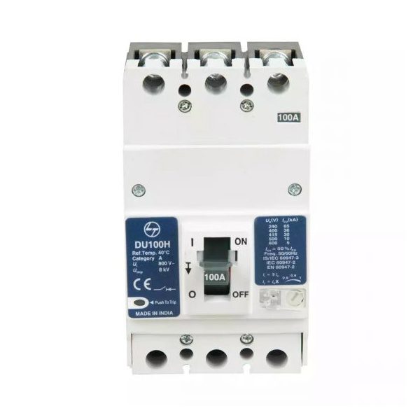 DU100H MCCB 50A 3P 415V AC 30kA Thermal Magnetic 50 60 Hz L T CM97894OOG2 cm97894ook2 mccb du100h 100a 3p tm 40 deg front