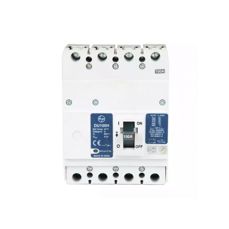 DU100H MCCB 63A 4P 415V AC 30kA Thermal Magnetic 50 60 Hz L T CM97933OOH2 cm97933ook2 mccb du100h 100a 4p tm 40deg front