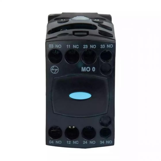 cs91624booo_mo0_31e_ac_front.jpg MO0 Control Contactor 4A 4P 415V AC 3NO 1NC AC-15 24V DC Coil L T CS900464OOO cs91624booo mo0 31e ac front