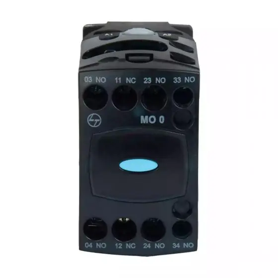 cs91624booo_mo0_31e_ac_front.jpg MO0 Control Contactor 4A 4P 415V AC 3NO 1NC AC-15 24V DC Coil L T CS900464OOO cs91624booo mo0 31e ac front