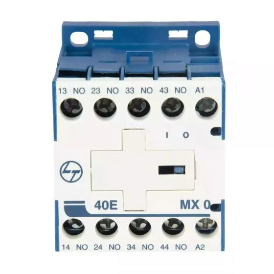 MX0 Mini Control contactor 4A 4P 415V AC 4NO AC-15 415V AC Coil 50 Hz L T CS94018DOOO cs94018booo mx0 40e ac front