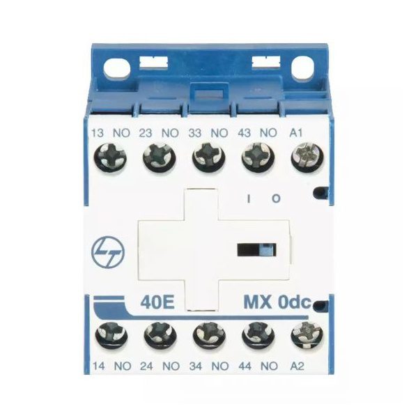 MX0 Mini Control contactor 4A 4P 415V AC 4NO AC-15 110V DC Coil L T CS940271OOO cs940271ooo mx0 40e dc front