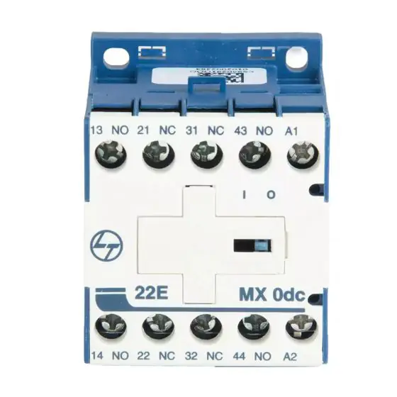 MX0 Mini Control contactor 4A 4P 415V AC 2NO 2NC AC-15 24V DC Coil L T CS940294OOO cs940291ooo mx0 22e dc front