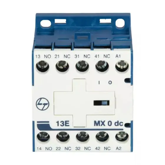 MX0 Mini Control contactor 4A 4P 415V AC 1NO 3NC AC-15 110V DC Coil L T CS940431OOO cs940431ooo mx0 13e dc front
