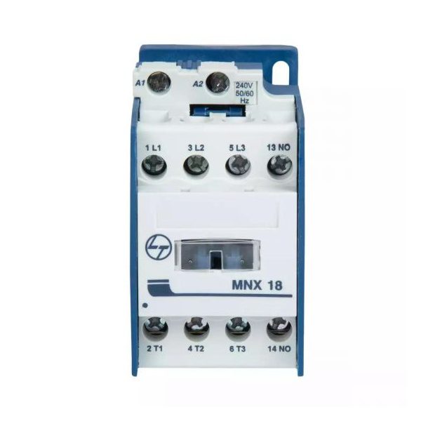 MNX Contactor 18A 3P 415V AC In Built 1NC AC-3 110V AC Coil 50 60 Hz L T CS94101AOOO cs94100booo mnx 18 front 1