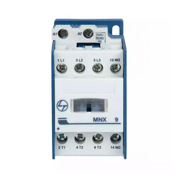 MNX Contactor 9A 3P 415V AC In Built 1NO 1NC AC-3 24V AC Coil 50 60 Hz CS94107GOOO L T CS94107GOOO cs94106booo mnx 9 front