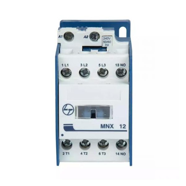 MNX Contactor 12A 3P 415V AC In Built 1NC AC-3 415V AC Coil 50 60 Hz L T CS94109DOOO cs94108booo mnx 12 front