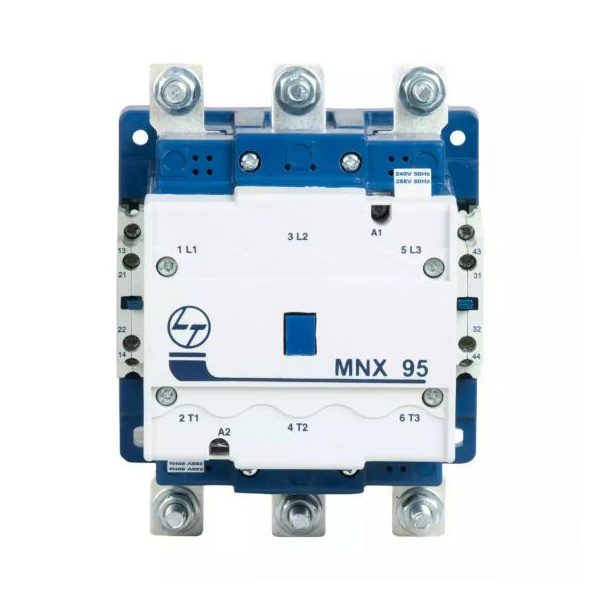 MNX Contactor 95A 3P 415V AC AC-3 220V AC Coil 50 60 Hz L T CS94136KOOO cs94136booo mnx 95 front