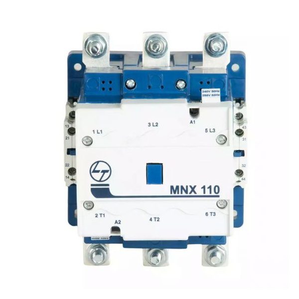 MNX Contactor 110A 3P 415V AC AC-3 110V AC Coil 50 60 Hz L T CS94137AOOO cs94137booo mnx 110 front