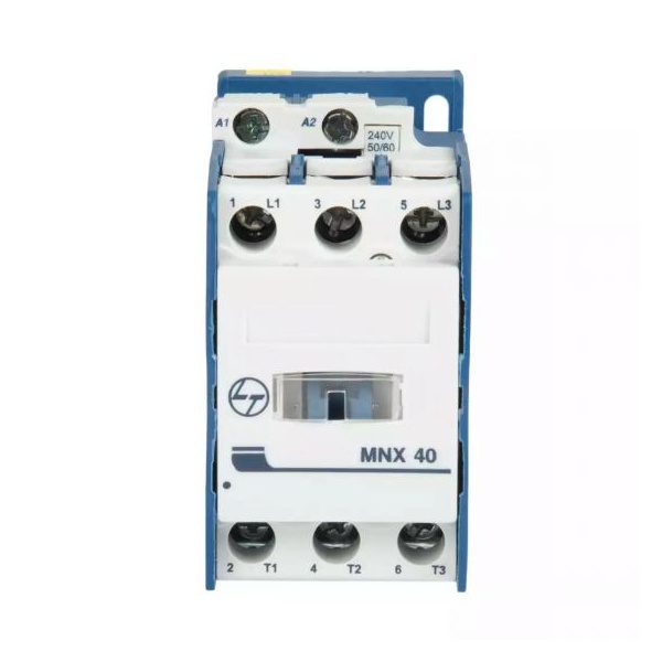 MNX Contactor 40A 3P 415V AC AC-3 24V AC Coil 50 60 Hz L T CS94190GOOO cs94190booo mnx 40 front