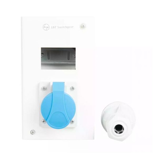Exora DB Plug Socket 32A 5 Pin 8 Mod Single Door IP30 Plastic L T DBPPS532SD dbpps332sd p s 32a3pin4mod sd ip30 plastic front