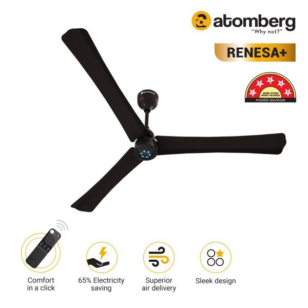 Atomberg Renesa 1400 mm BLDC Ceiling Fan with Remote Control LED Indicators Earth Brown earthbrown 2 1
