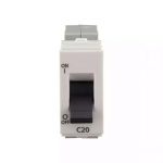 enGem 20A SP Mini MCB 3 kA White L T CB93101KW20 engem20aspminimcb3ka cb93101kw20 front