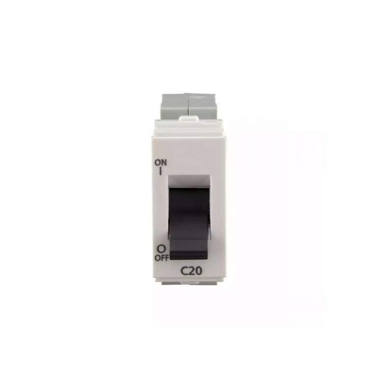 enGem 20A SP Mini MCB 3 kA White L T CB93101KW20 engem20aspminimcb3ka cb93101kw20 front