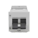 enGem 25A DP Mini MCB 3 kA White L T CB93202KW25 engem25adpminimcb3ka cb93202kw25 front