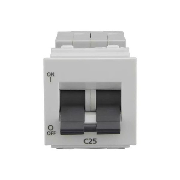 enGem 25A DP Mini MCB 3 kA White L T CB93202KW25 engem25adpminimcb3ka cb93202kw25 front