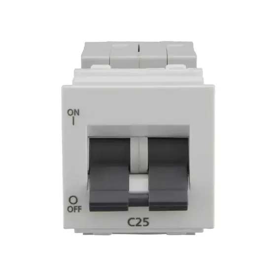 enGem 25A DP Mini MCB 3 kA White L T CB93202KW25 engem25adpminimcb3ka cb93202kw25 front