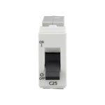 enGem 25A SP Mini MCB 3 kA White L T CB93101KW25 engem25aspminimcb3ka cb93101kw25 front