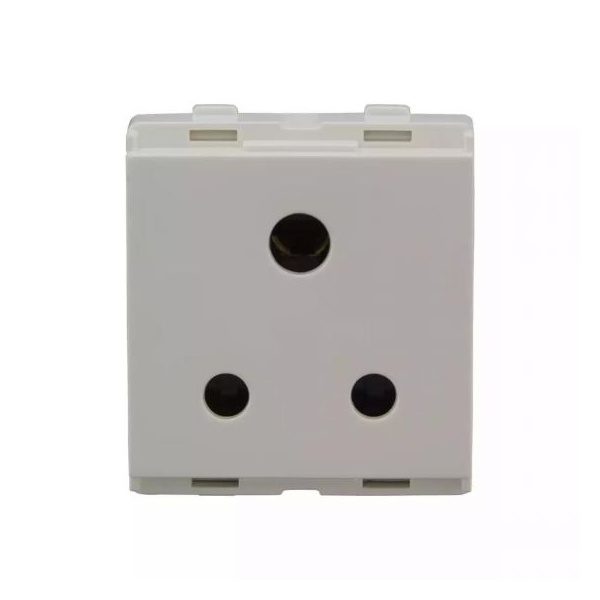 enGem 3 Pin Socket 6A with ISI White L T CB93602CW06 engem3pinsocket6awithisi cb93602cw06 front