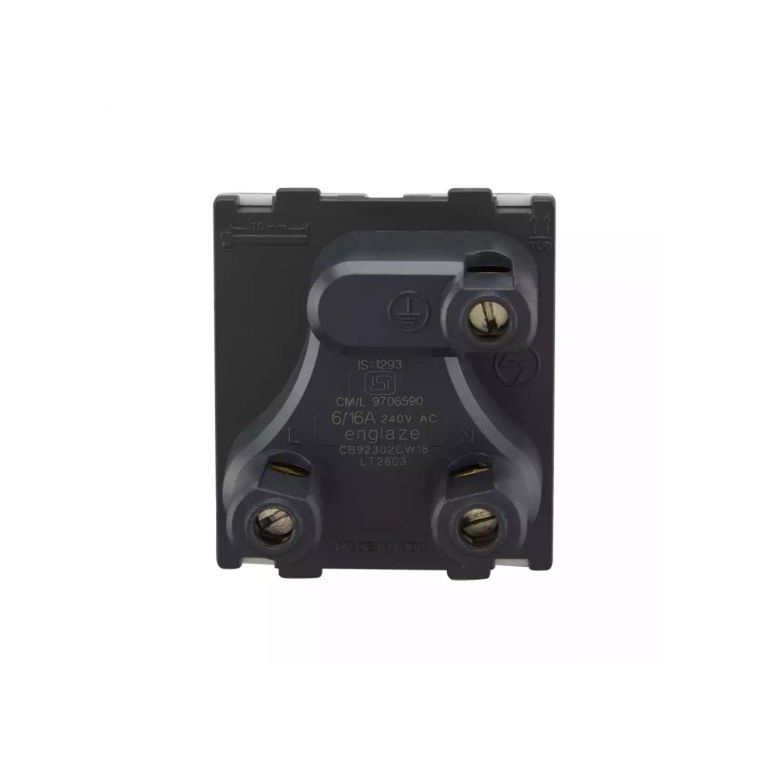 entice socket 6A 16A combined with ISI 2M White L T CB91302CW16 englaze6a 16a3pincombisocket2mwithisi cb92302cw16 back