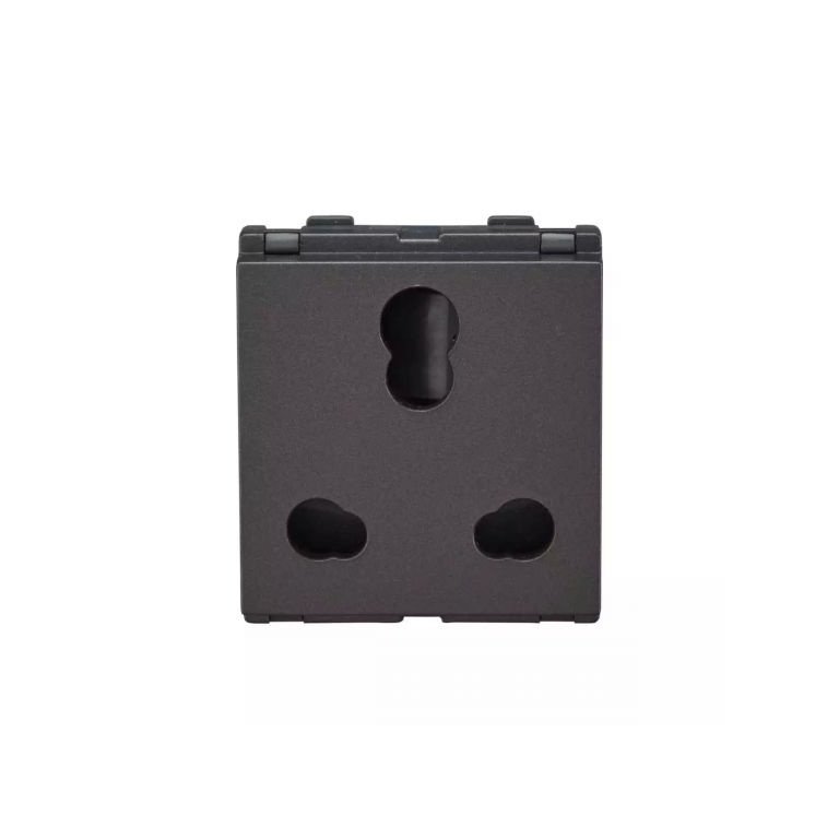 entice socket 6A 16A with ISI 2M Cha Grey L T CB91302CG16 englaze6a 16a3pinsocketmgreywithisi cb92302cm16 front