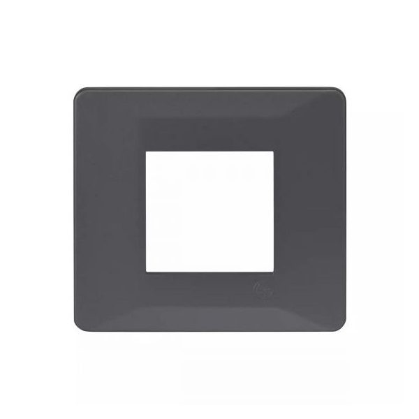 entice 2 module plate- Charcoal Grey L T CB91102FG11 entice2moduleplate icecharcoalgrey cb91102fg11 front