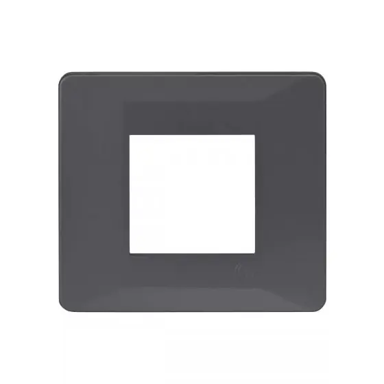 entice 2 module plate- Charcoal Grey L T CB91102FG11 entice2moduleplate icecharcoalgrey cb91102fg11 front