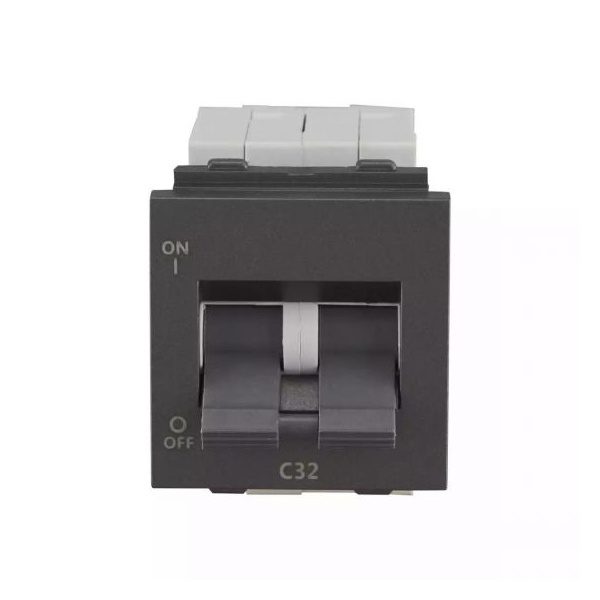 entice 32A DP Mini MCB 3 kA C Grey L T CB91202KG32 entice32adpminimcb3kacgrey cb91202kg32 front