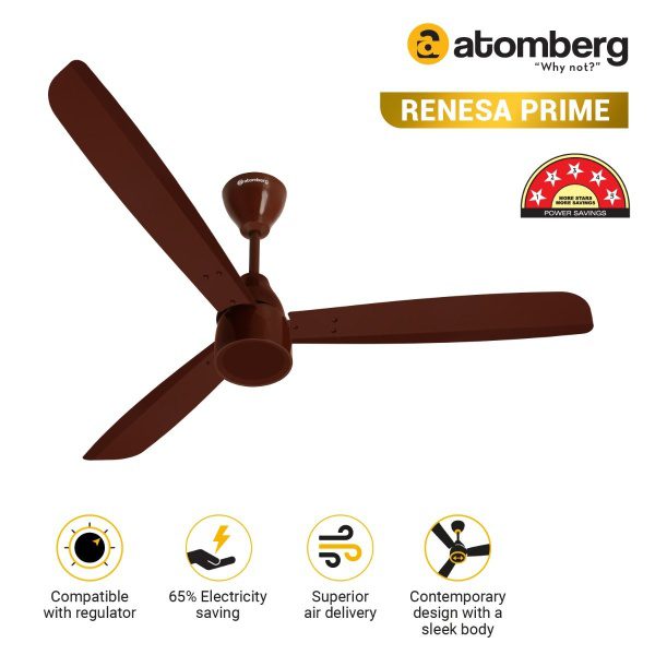 Atomberg Renesa Prime 1200 mm BLDC Ceiling Fan with Regulator Brown fangsffgfyagujsd 01