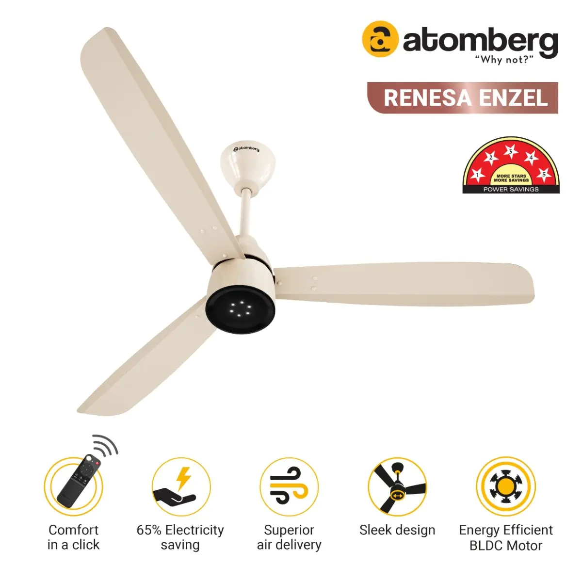 ivory_2_.jpg Atomberg Renesa Enzel 1200 mm BLDC Ceiling Fan with Remote Control LED Indicators Seasand Ivory ivory 2