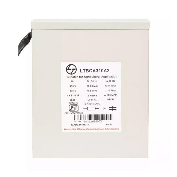 Power Factor Correction Capacitor-Agri Box Cap-8.33 kVAr,415V L T LTBCA308A2 ltbca310a2 10kvar agd box cap415v3 ph front