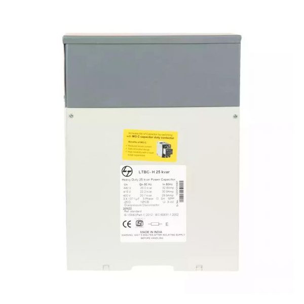 Heavy Duty Box Capacitor 1 kVAr 440 VAC L T LTBCH301B2 ltbch325b2 25kvar bx hd cap440v3 ph front