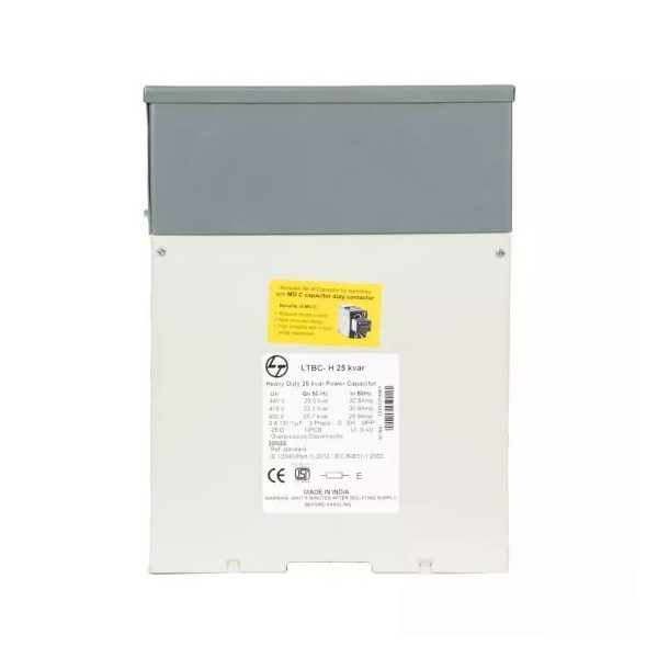Heavy Duty Box Capacitor 20 kVAr 480 VAC L T LTBCH320C2 ltbch325b2 25kvar bx hd cap440v3 ph front 1
