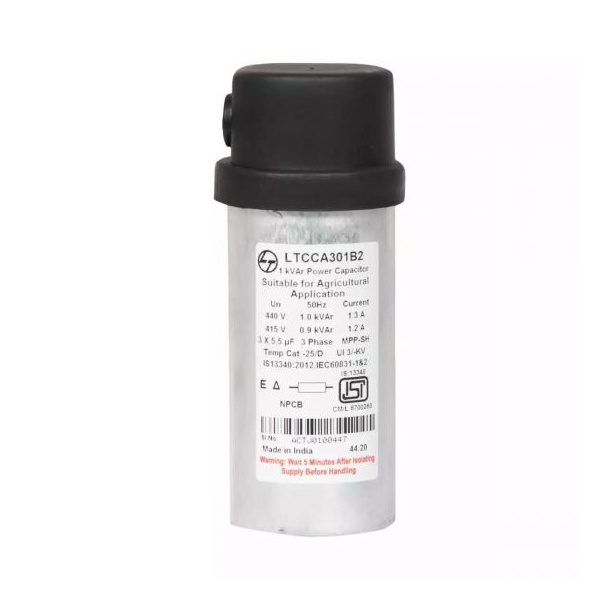 Power Factor Correction Capacitor-Agri Cyl Cap with Clamps-5 kVAr,440V L T LTCCC305B2 ltcca301b2 1kvar lt agd cyl cap440v3 ph