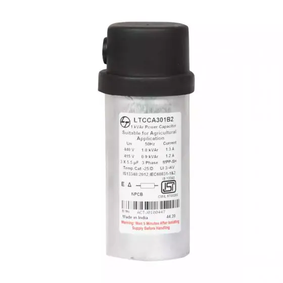 Power Factor Correction Capacitor-Agri Cyl Cap with Clamps-5 kVAr,440V L T LTCCC305B2 ltcca301b2 1kvar lt agd cyl cap440v3 ph