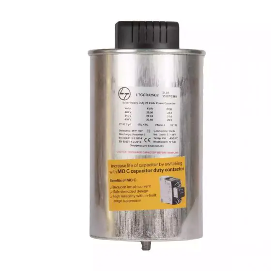 Super Heavy Duty Cylindrical Capacitor 30 kVAr 525 VAC L T LTCCR330M2 ltccr325b2 25 kvar super hd cyl capacitor 440v 50hz0009