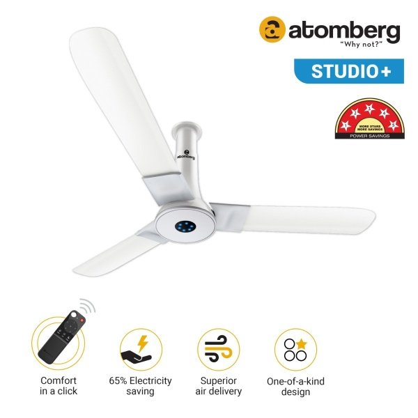 Atomberg Studio 1200 mm BLDC Ceiling Fan with Remote Control LED Indicators Marble White marblewhite 2