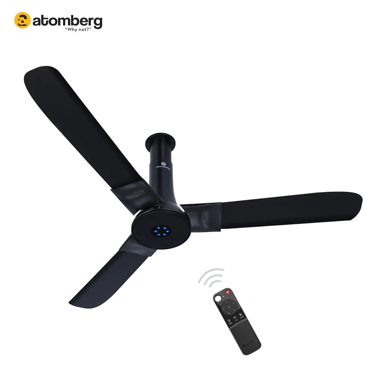 Atomberg Studio 1200 mm BLDC Ceiling Fan with Remote Control LED Indicators Midnight Black pli 1 2